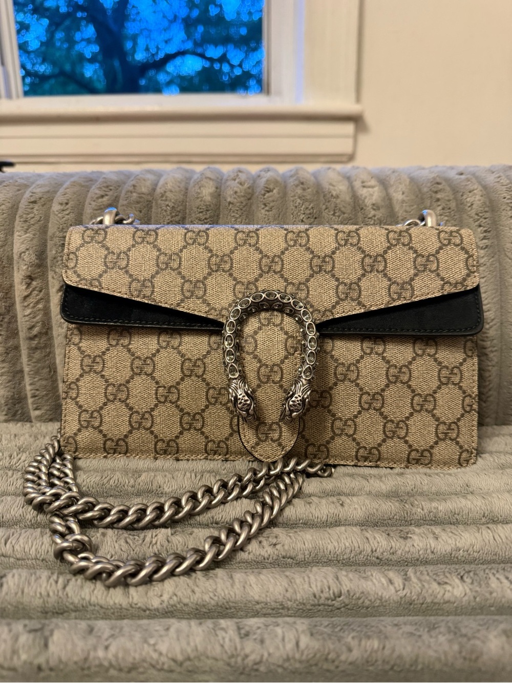 Gucci Beige and Black Dionysus GG Canvas Crossbody Bag